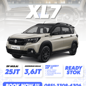 Promo Suzuki XL7 2026 – SUV 7-penumpang dengan mesin 1.5L, fitur keselamatan lengkap seperti ABS dan Hill Hold Control, cicilan mulai Rp3,6 juta, bunga 0%, harga mulai Rp275 juta. Hubungi Ivan Maulana di 085133084306.