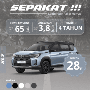 Promo Suzuki XL7 2026 – SUV 7-penumpang dengan mesin 1.5L, fitur keselamatan lengkap seperti ABS dan Hill Hold Control, cicilan mulai Rp3,6 juta, bunga 0%, harga mulai Rp275 juta. Hubungi Ivan Maulana di 085133084306.